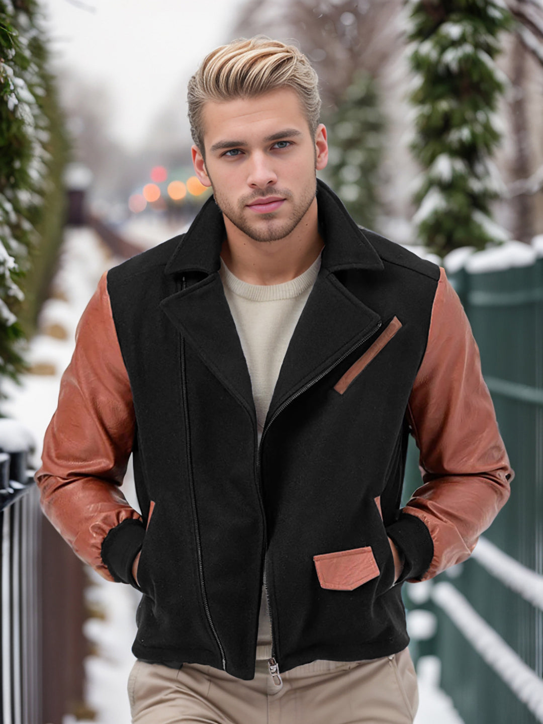 Herren modische Fleece-Kombijacke mit akzenten EB