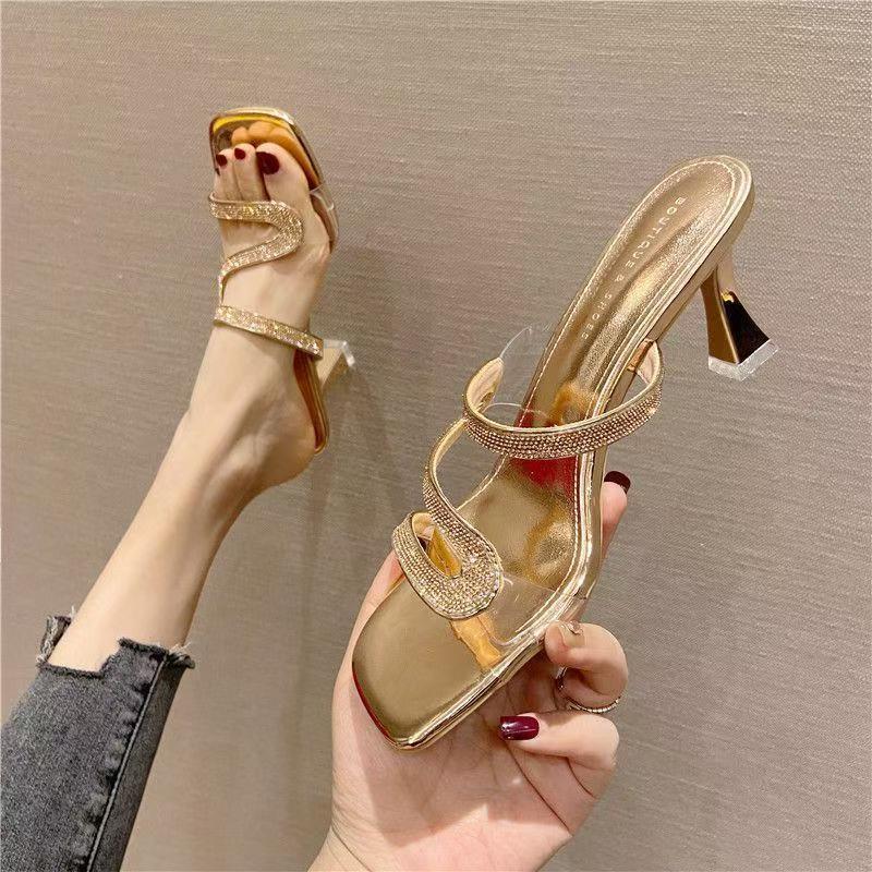Damen elegante Absatzsandalen mit funkelnden Riemen EB