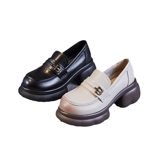 Damen schicke Loafer mit modischem Plateau und eleganter Schnalle EB