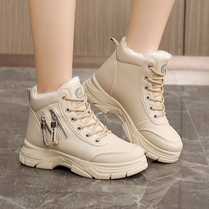 Damen High-Top Sneakers mit warmem Innenfutter und modischem Reißverschluss EB