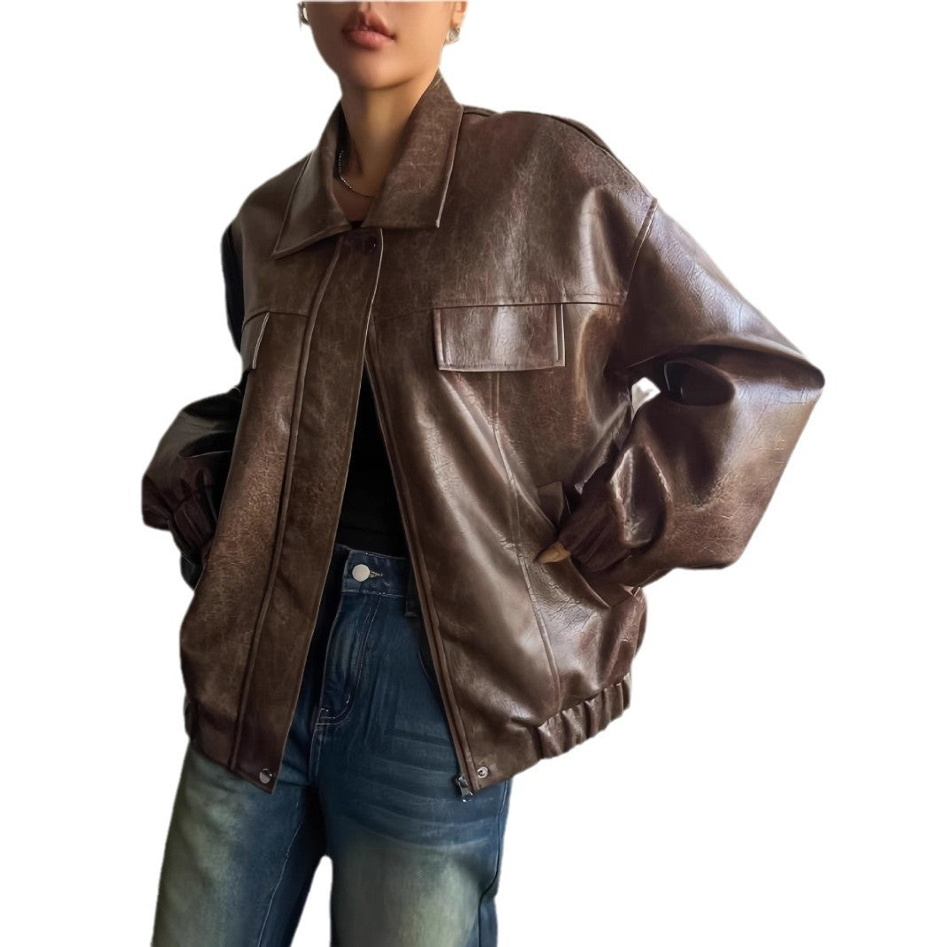 Damen Lässige oversized Kunstjacke mit praktischen Taschen EB