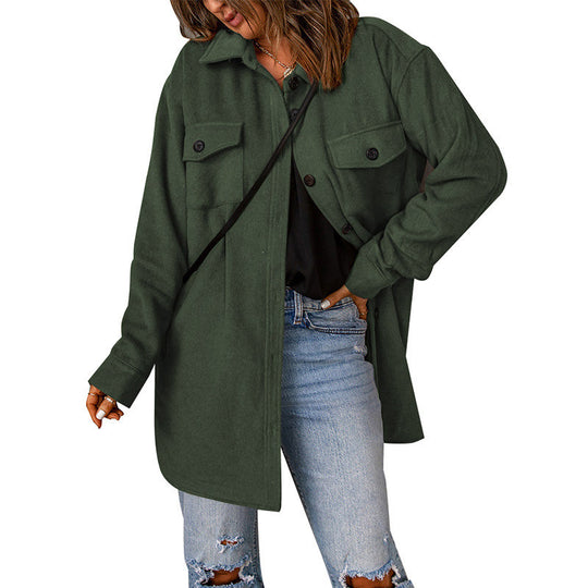Damen Oversized Freizeitjacke aus weichem Material mit Taschen EB
