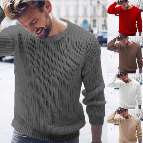 Herren Strickpullover mit modernem Strukturmuster und Rundhalsausschnitt EB