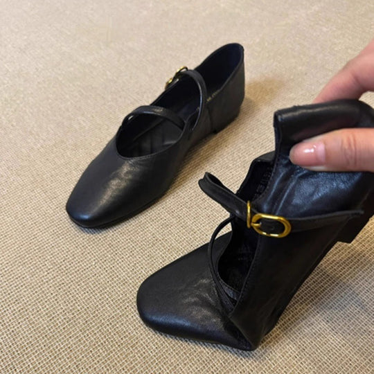 Damen Ballerina-Schuhe mit verstellbarem Riemchen und bequemem Fußbett EB