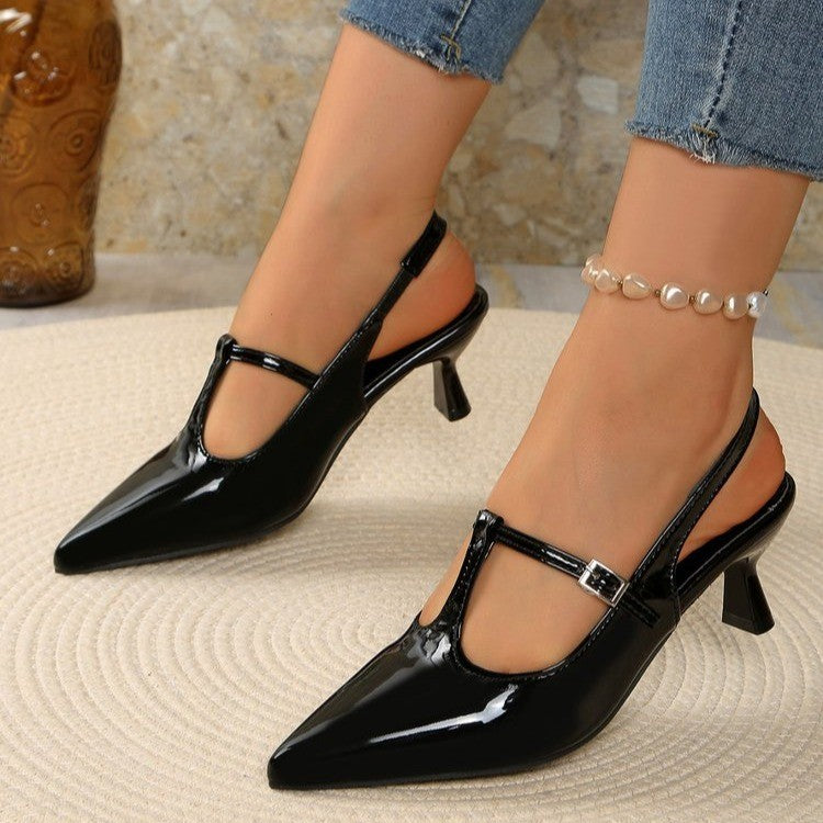 Damen Slingback High-Heels mit eleganter Spitze und verstellbarem Riemchen EB