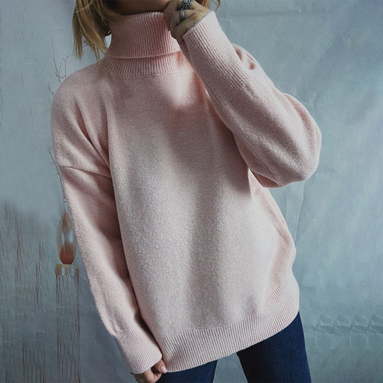 EB | Einfarbiger Warmer Strickpullover Für Alltag