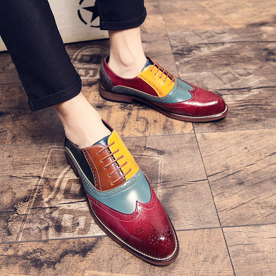 Herren handgefertigte Brogue-Lederschuhe mit mehrfarbiger Patina und perforierten Details EB