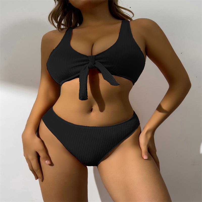 Damen Badeanzug im stilvollen Crop-Top Design mit Knotendetail EB