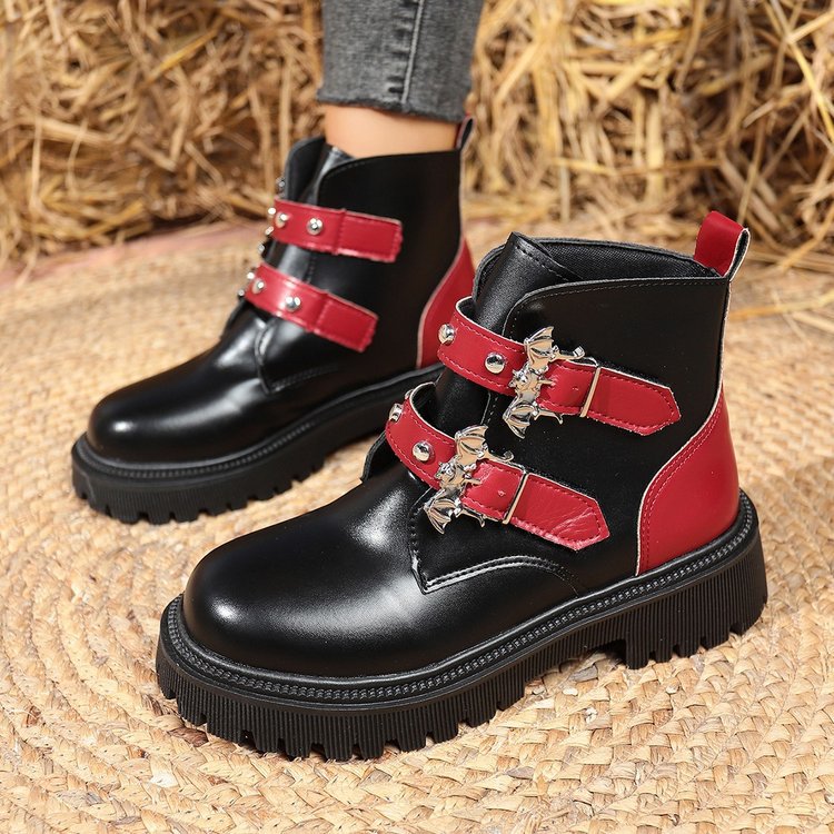 Damen Stiefeletten mit modischen Schnallen und robustem Profil EB