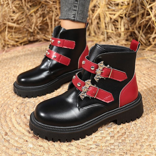 Damen Stiefeletten mit modischen Schnallen und robustem Profil EB