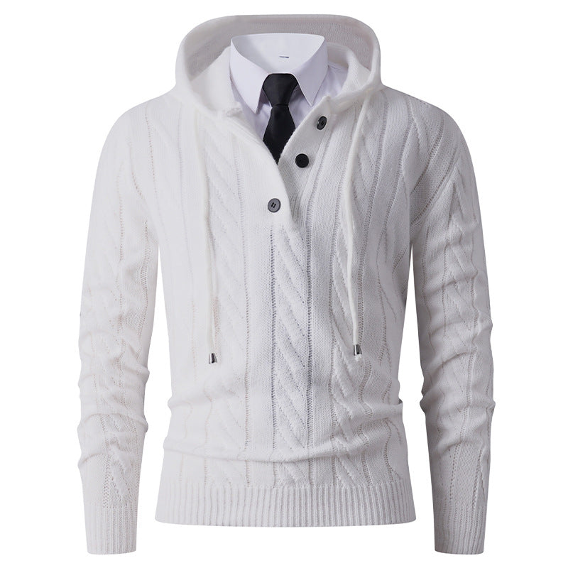 Herren Strickjacke mit Kapuze und modernem Zopfmuster EB