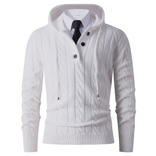 Herren Strickjacke mit Kapuze und modernem Zopfmuster EB