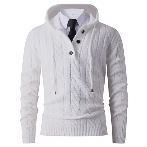 Herren Strickjacke mit Kapuze und modernem Zopfmuster EB