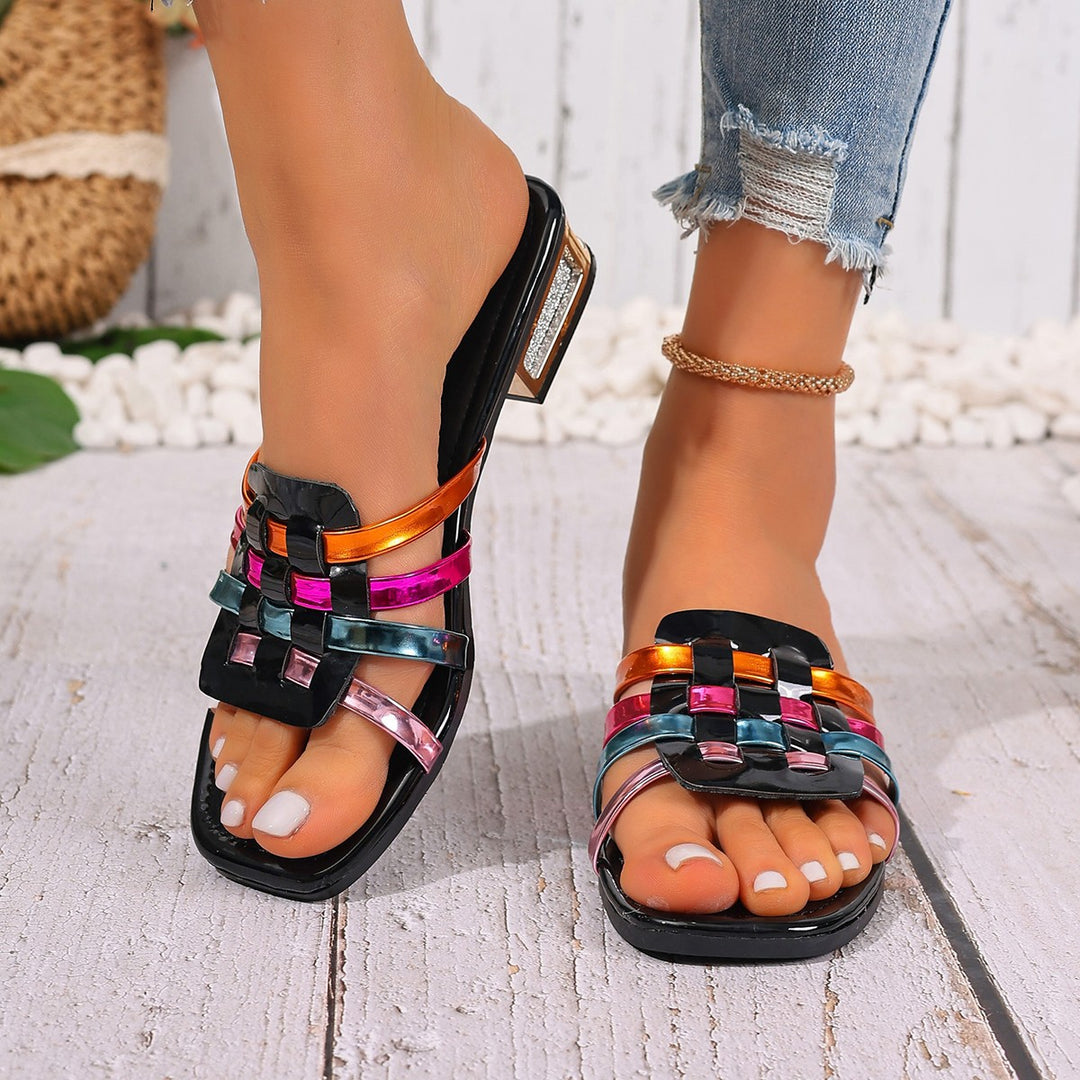 Damen Trendige Badesandalen mit glänzenden Akzenten EB