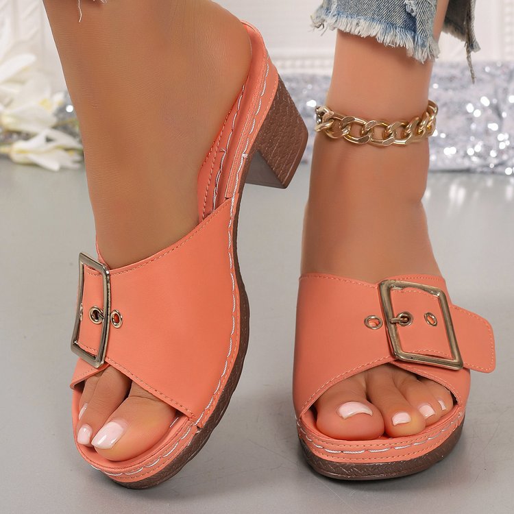 Damen Elegante und bequeme Plateau-Sandalen mit dekorativem Schnallenverschluss EB
