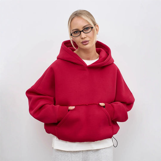 Damen lässiger Oversize-Hoodie mit Kängurutasche und weichem Innenfutter EB