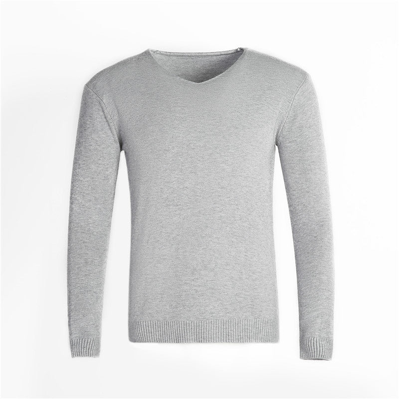 Herren nan feiner V-Ausschnitt-Pullover aus Baumwoll-Merino-Mix mit schmaler Silhouette EB