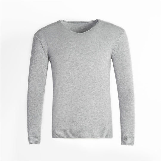 Herren nan feiner V-Ausschnitt-Pullover aus Baumwoll-Merino-Mix mit schmaler Silhouette EB