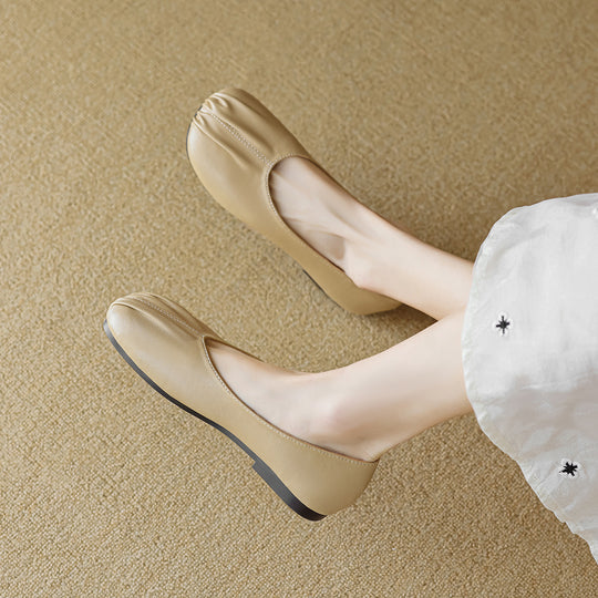 Damen elegante Ballerinas mit raffiniertem Faltendesign EB
