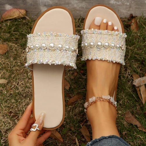 Damen Trendige Mules mit buntem Stickdesign EB