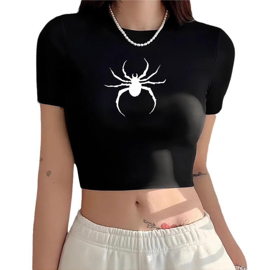 Damen Crop-T-Shirt mit modernem Grafiken-Aufdruck EB