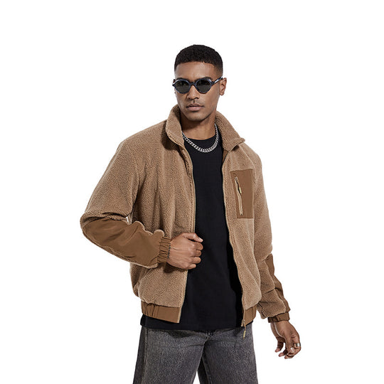 Herren Fleecejacke mit hochgeschlossenem Kragen und seitlichen Reißverschlusstaschen EB
