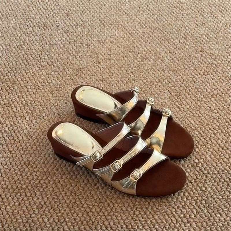 Damen Elegante Riemchen-Sandalen mit dekorativen Schnallen EB