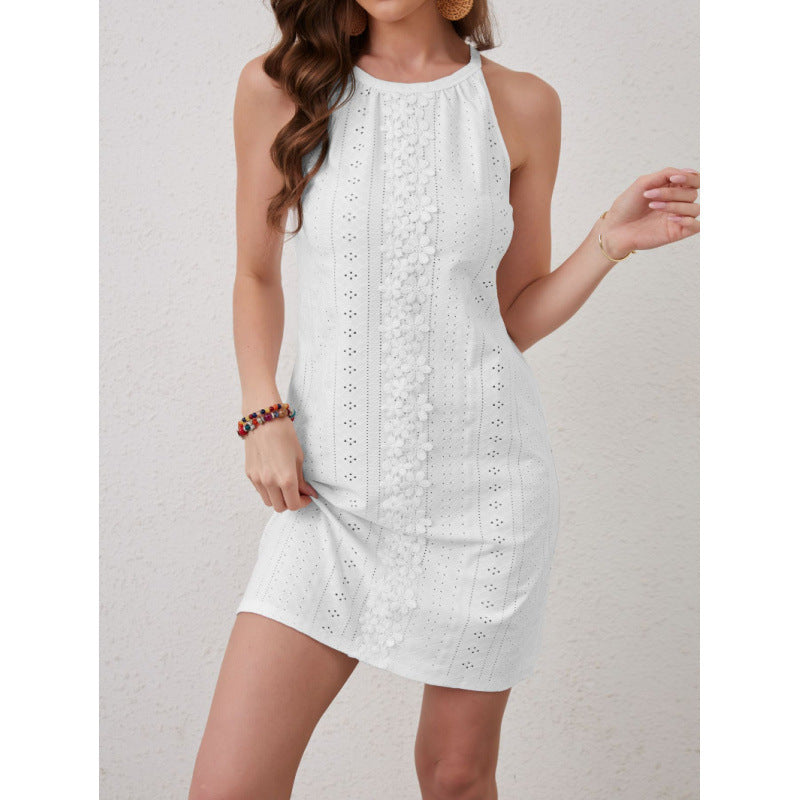 Damen Sommerkleid mit elegantem Cut-Out-Design und floraler Stickerei EB