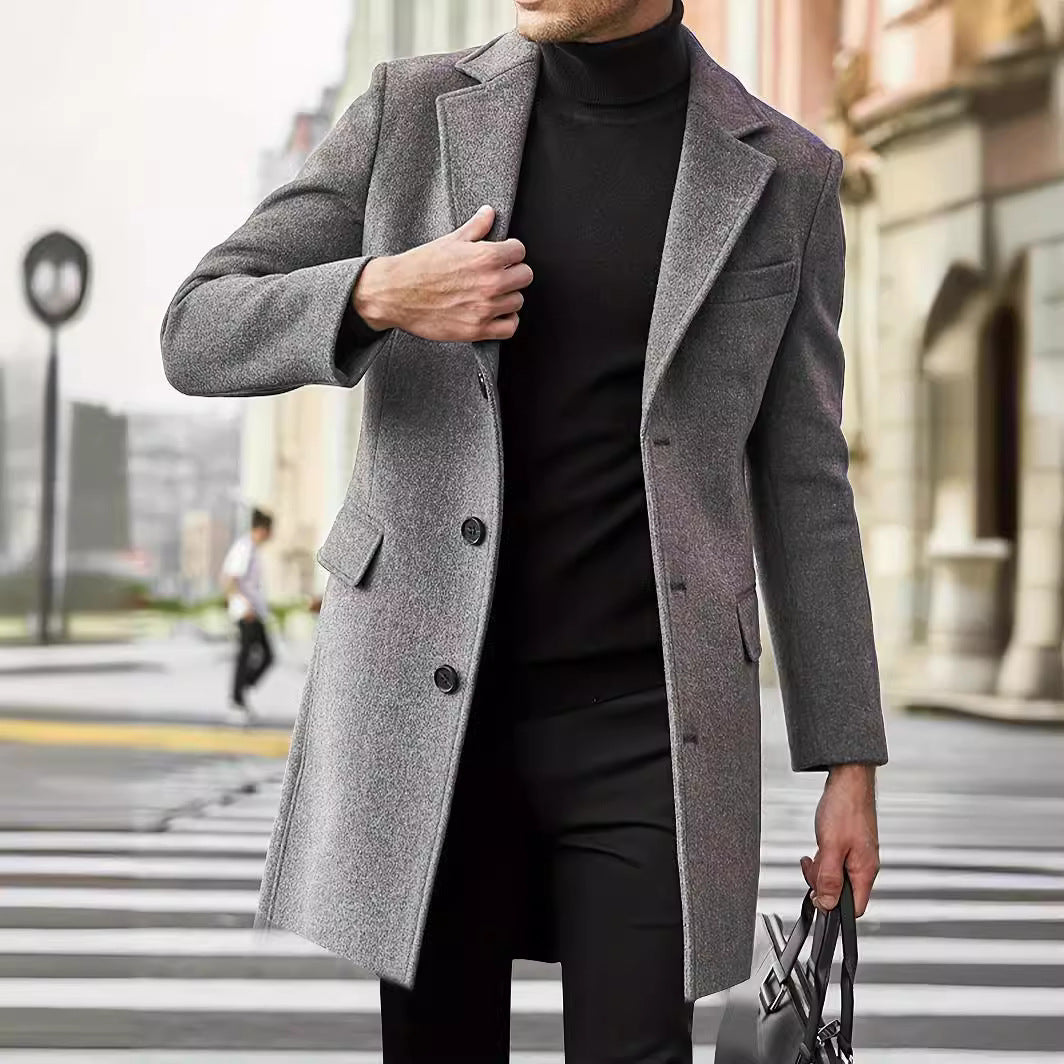 Herren eleganter Wintermantel mit klassischem Revers EB