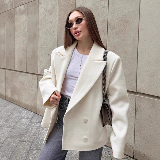 Damen modische oversized Blazerjacke mit schickem Design EB