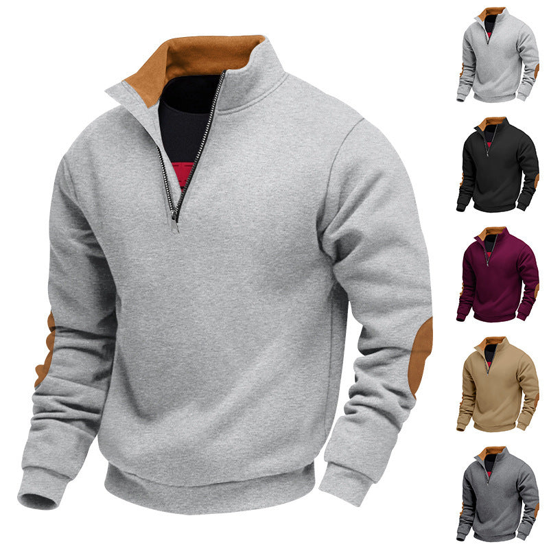 Herren Sportlicher Stehkragenpullover mit Reißverschluss akzenten EB