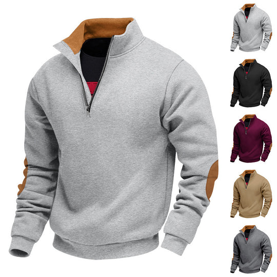 Herren Sportlicher Stehkragenpullover mit Reißverschluss akzenten EB