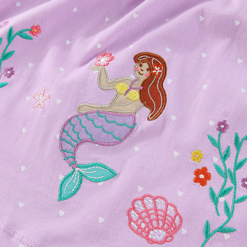 Mädchen Sommerkleid mit verzauberndem Meerjungfrau-Stickdesign EB