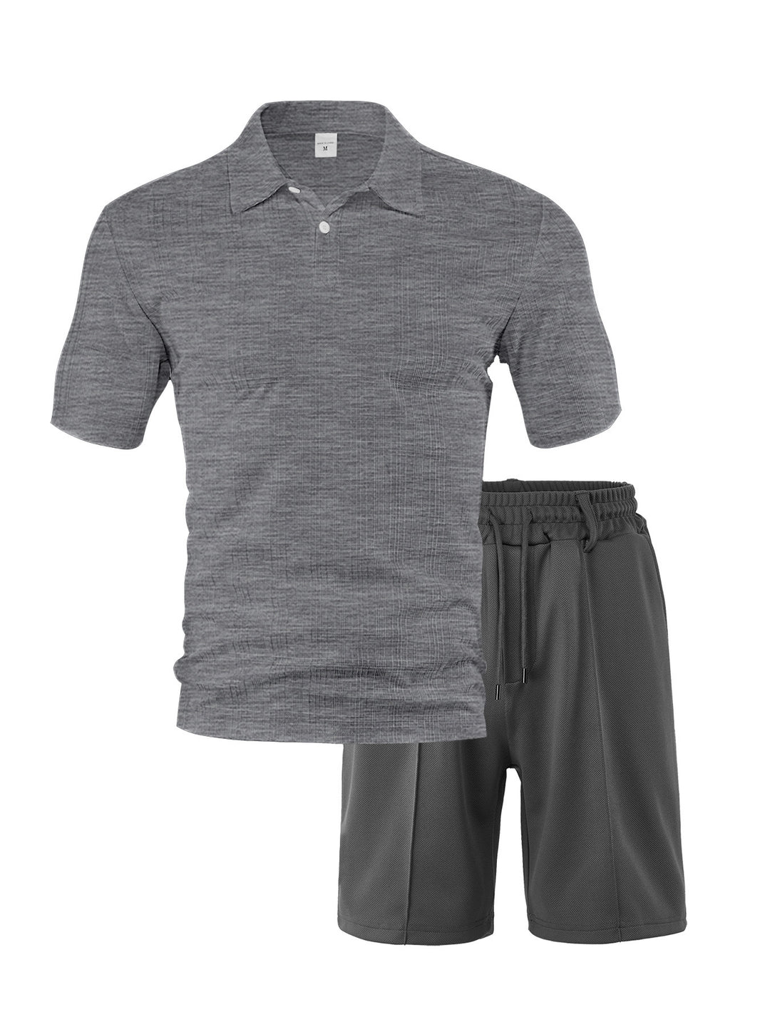 Herren nan zweiteiliges Sommer-Reise-Set mit texturiertem Kurzarm-Poloshirt und funktionalen Mesh-Shorts EB
