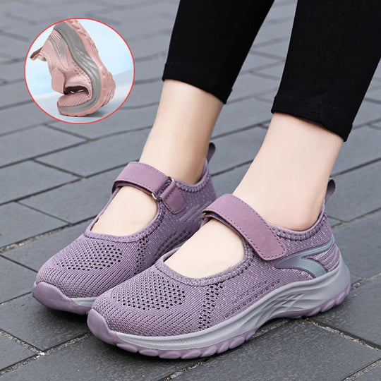 Damen Komfortable Slip-On Sneakers mit Klettverschluss EB