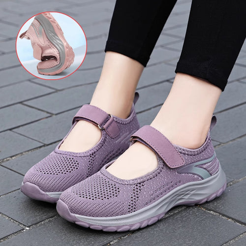 Damen Komfortable Slip-On Sneakers mit Klettverschluss EB