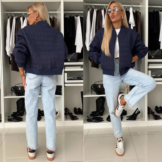 Damen elegante Steppjacke mit voluminösen Ärmeln EB