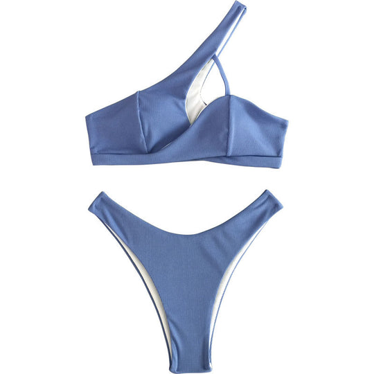 Damen stilvoller asymmetrischer Bikini mit raffinierter Wickeloptik EB
