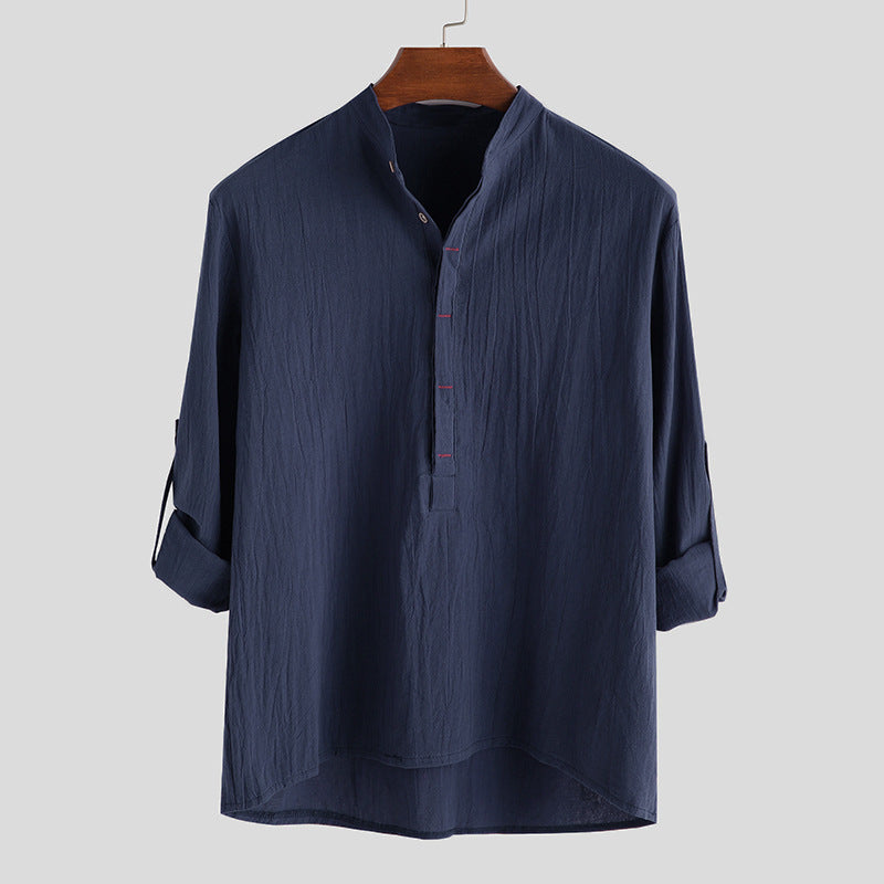 Herren Langarm-Henley-Hemd mit feinen Knopfdetails und lässigem Schnitt EB