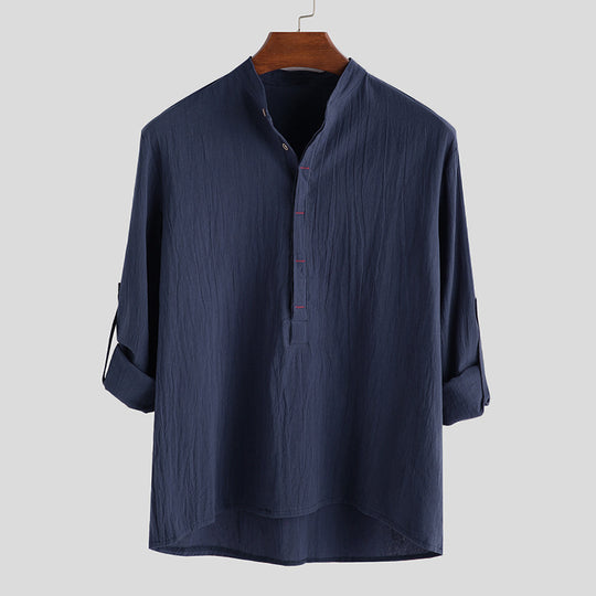 Herren Langarm-Henley-Hemd mit feinen Knopfdetails und lässigem Schnitt EB