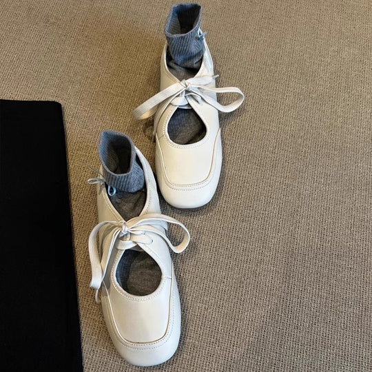 Damen Ballettschuhe mit elastischem Knöchelschutz und dekorativem Schleifenverschluss EB