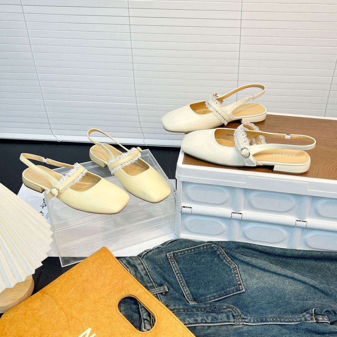 Damen Slingback Ballerinas mit zarter Spitzenverzierung und komfortablem Fußbett EB