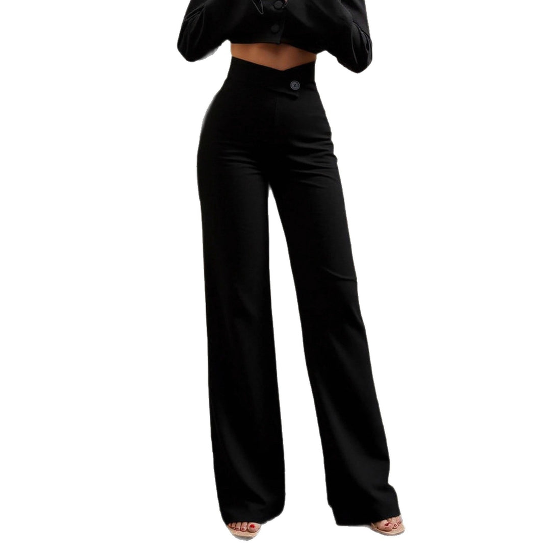 Damen Elegante High-Waist Hose mit weitem Schnitt EB
