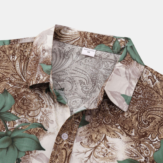 Herren Kurzarmhemd mit floralem Barockmuster EB