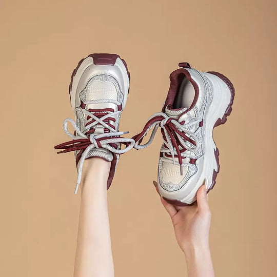 Damen Trendige Chunky Sneakers mit doppelter Dämpfung und atmungsaktivem Mesh-Obermaterial EB