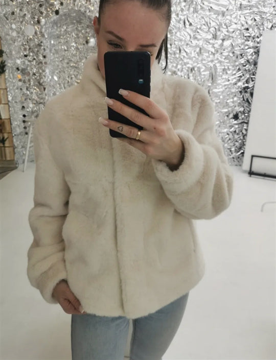 Damen Fleecejacke mit hohem Kragen und seitlichen Eingrifftaschen EB