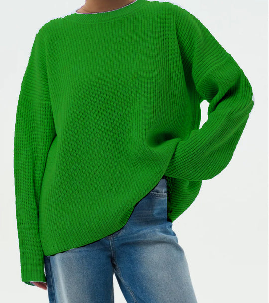 Damen Lässiger Grobstrickpullover mit weiten Ärmeln und modernem Schnitt EB