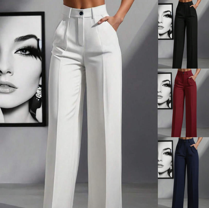 Damen elegante weite Bundfaltenhose EB