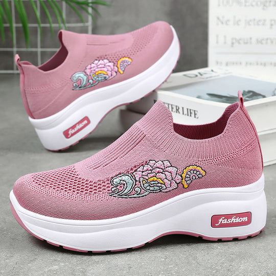 Damen Sportliche Stretch-Sneaker mit floraler Applikation und dämpfender Sohle EB