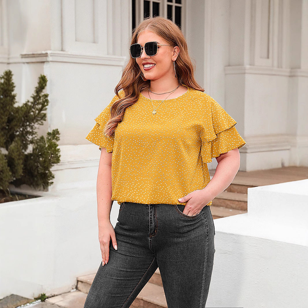 Damen Blusenshirt mit Volants und Punktedesign EB
